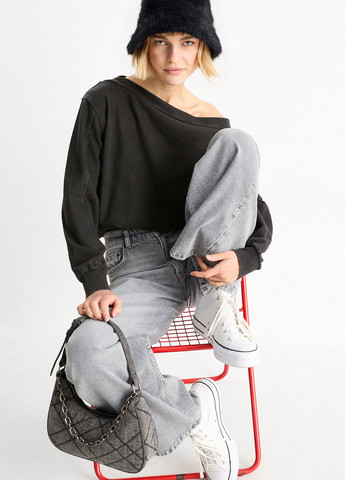 Темно-сірий світшот C&A однотонний без декору (362193819)