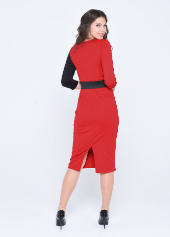 Красное деловое платье футляр Alpama однотонное