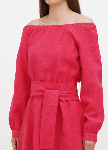Красное кэжуал платье с открытыми плечами, клеш Laura Bettini меланжевое