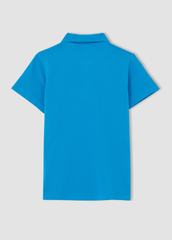 Темно-голубой детская футболка-поло для мальчика DeFacto однотонная