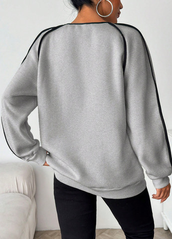 Серый свитшот SHEIN однотонный без декора (367802825)