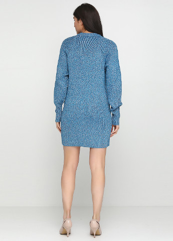Синее кэжуал платье короткое H&M с узором «перец с солью»