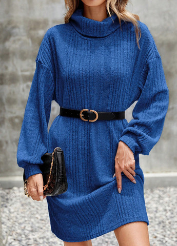 Синя кежуал сукня сукня светр SHEIN однотонна