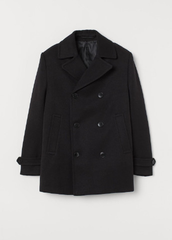 Коротке пальто H&M чорне кежуал
