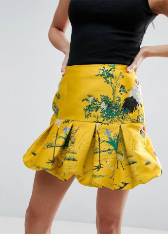 Желтая кэжуал цветочной расцветки юбка Asos баллон