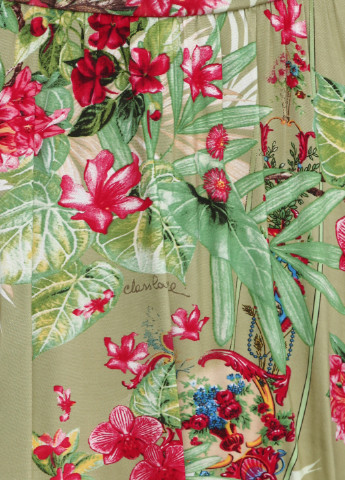 Салатовая кэжуал цветочной расцветки юбка Roberto Cavalli клешированная