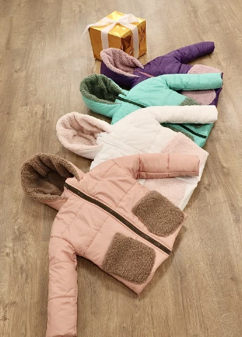 Бірюзова зимня куртка для дівчаток warm fur princess Kindamor