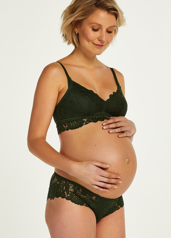 Темно-зелений бюстгальтер для вагітних і годуючих мам Hunkemoller без кісточок бавовна, мереживо