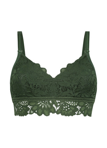 Темно-зелений бюстгальтер для вагітних і годуючих мам Hunkemoller без кісточок бавовна, мереживо