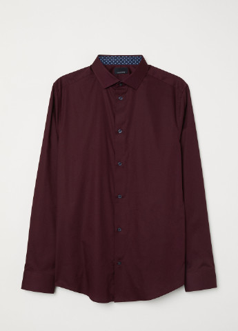 Темно-бордовая кэжуал рубашка однотонная H&M