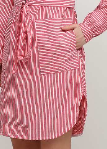 Красное кэжуал платье рубашка Olga Shyrai for PUBLIC&PRIVATE в полоску