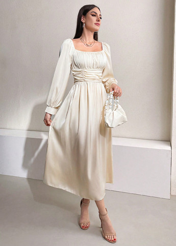 Кремова святковий, вечірня сукня а-силует SHEIN однотонна