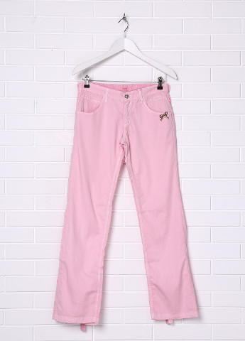 Светло-розовые джинсовые летние прямые брюки Roberto Cavalli Angels