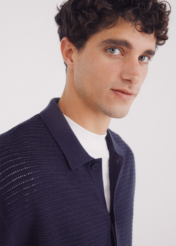 Темно-синяя кэжуал рубашка однотонная Springfield