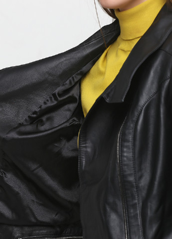Чорна демісезонна куртка шкіряна Antonio Rossini