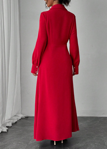 Червона кежуал сукня а-силует, сукня-сорочка SHEIN однотонна