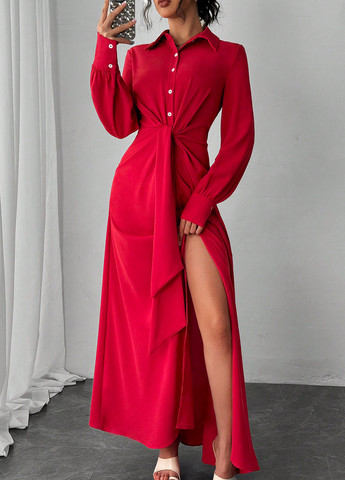 Червона кежуал сукня а-силует, сукня-сорочка SHEIN однотонна