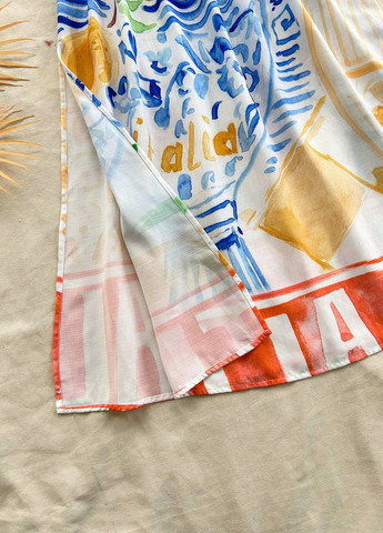 Белое праздничный, пляжное, кэжуал платье а-силуэт, с открытой спиной SHEIN с рисунком