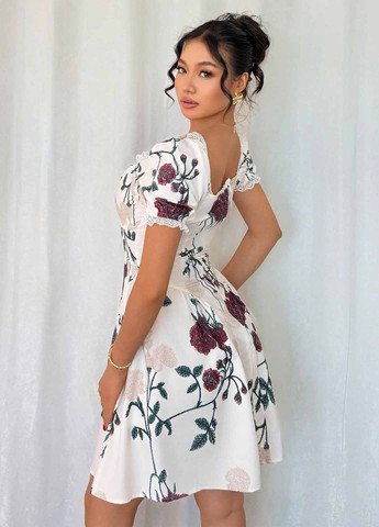 Белое кэжуал платье SHEIN с цветочным принтом