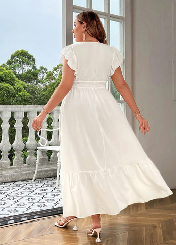 Белое кэжуал платье а-силуэт SHEIN однотонное