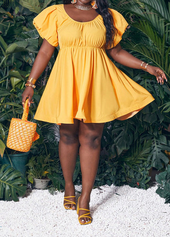 Жовтий кежуал сукня бебі долл, з відкритою спиною SHEIN однотонна