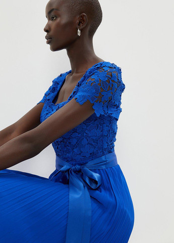 Синее вечернее, кэжуал платье плиссированное Coast однотонное