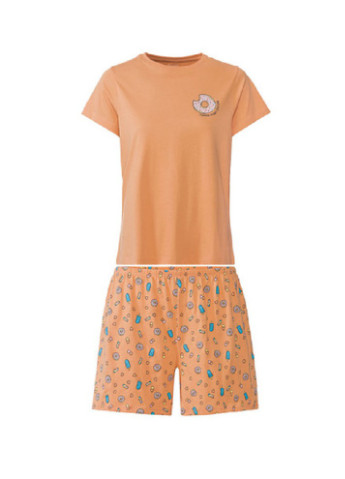 Помаранчева всесезон жіноча піжама футболка + шорти Esmara