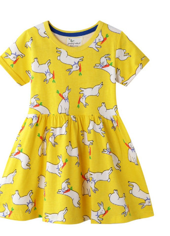 Жовта плаття для дівчинки кролик з морквою Jumping Meters (232551884)