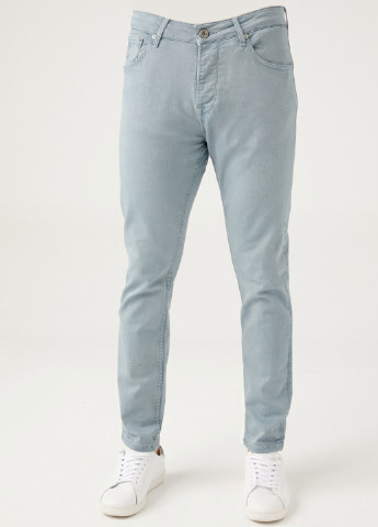 Серо-голубые демисезонные слим джинсы Five Pocket