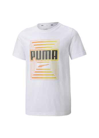 Дитяча футболка Alpha Graphic Youth Tee Puma однотонна біла спортивна бавовна, поліестер