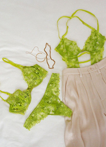 Лаймовый демисезонный комплект (бюстгальтер, трусики) Victoria's Secret