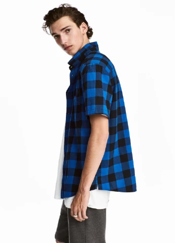 Синяя рубашка однотонная H&M