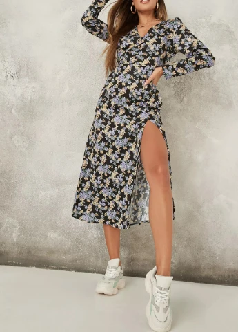 Чорна кежуал плаття, сукня Missguided з квітковим принтом