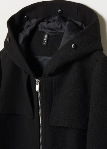 Черное демисезонное Дафлкот из смесовой шерсти H&M