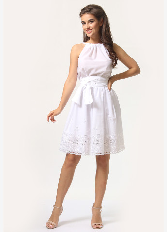 Белое кэжуал платье клеш Agata Webers однотонное
