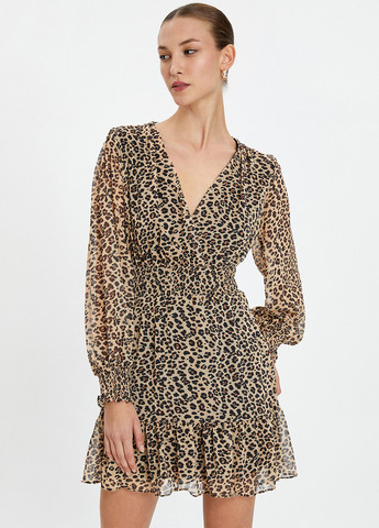 Комбинированное кэжуал платье KOTON леопардовый