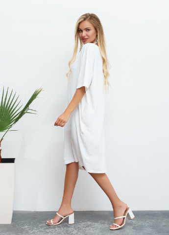 Білий повсякденний сукня жіноча сукня-футболка ISSA PLUS однотонна