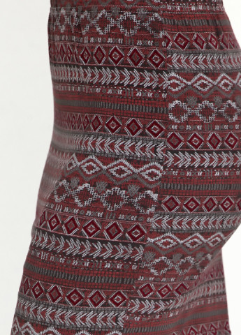 Бордовая кэжуал с орнаментом юбка Colours мини