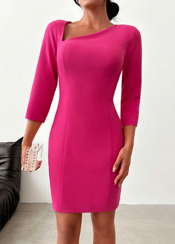 Розовое кэжуал платье футляр SHEIN однотонное