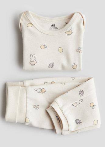 Молочный демисезонный комплект (боди, брюки) H&M