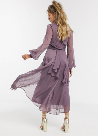 Фиолетовое коктейльное платье на запах Asos однотонное