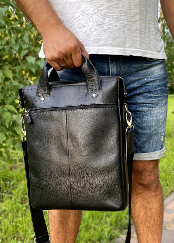 Сумка чоловіча шкіряна для документів А4 306 B чорна Tom Stone (213138600)