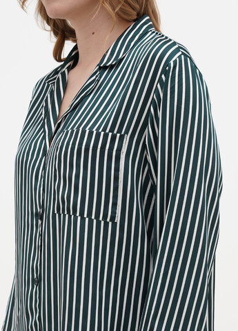 Темно-зеленая кэжуал рубашка в полоску H&M