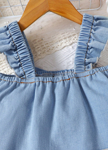 Голубой летний костюм (топ, джинсы) SHEIN