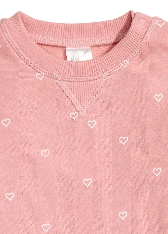 H&M світшот сердечка рожевий кежуал