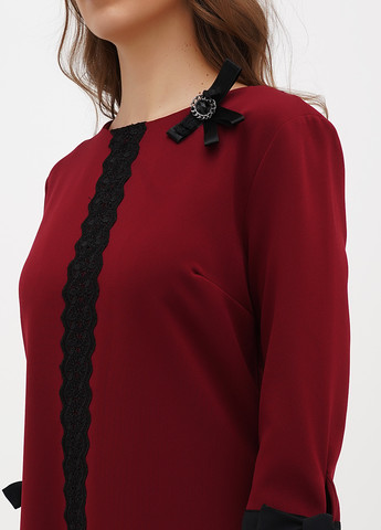 Бордовое праздничный, коктейльное платье колокол Sassofono однотонное