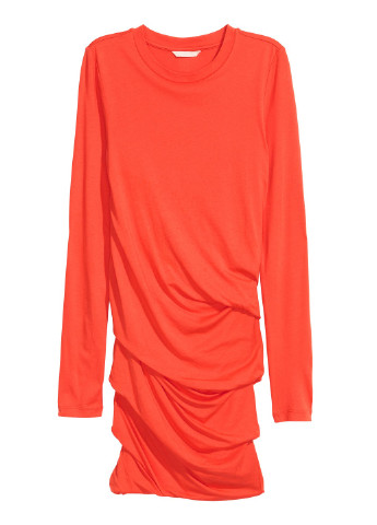 Помаранчева коктейльна сукня з джерсі з драпіруванням H&M однотонна