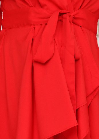 Червона кежуал сукня, сукня на запах, без підкладу Flam moda однотонна