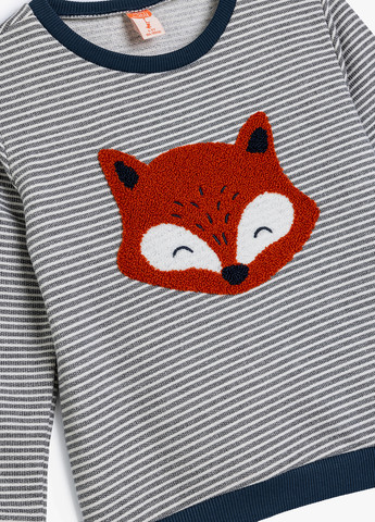 KOTON світшот смужка сірий кежуал бавовна