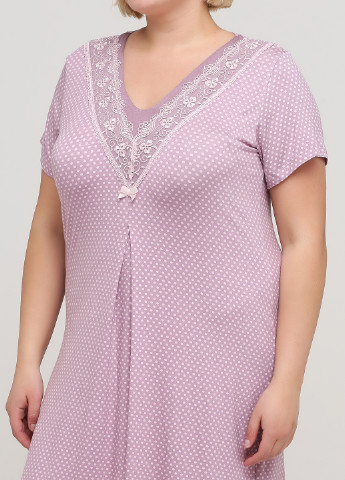Ночная рубашка Cotpark сердечки розово-лиловая домашняя трикотаж, вискоза
